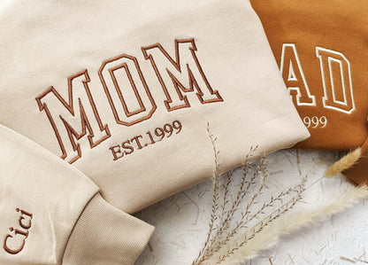 Besticktes Rundhals-Sweatshirt für Mama/Papa, Mama-Sweatshirt, Schwangerschaftsanzeige, werdender Papa, Muttertag, Vatertag