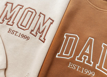 Besticktes Rundhals-Sweatshirt für Mama/Papa, Mama-Sweatshirt, Schwangerschaftsanzeige, werdender Papa, Muttertag, Vatertag