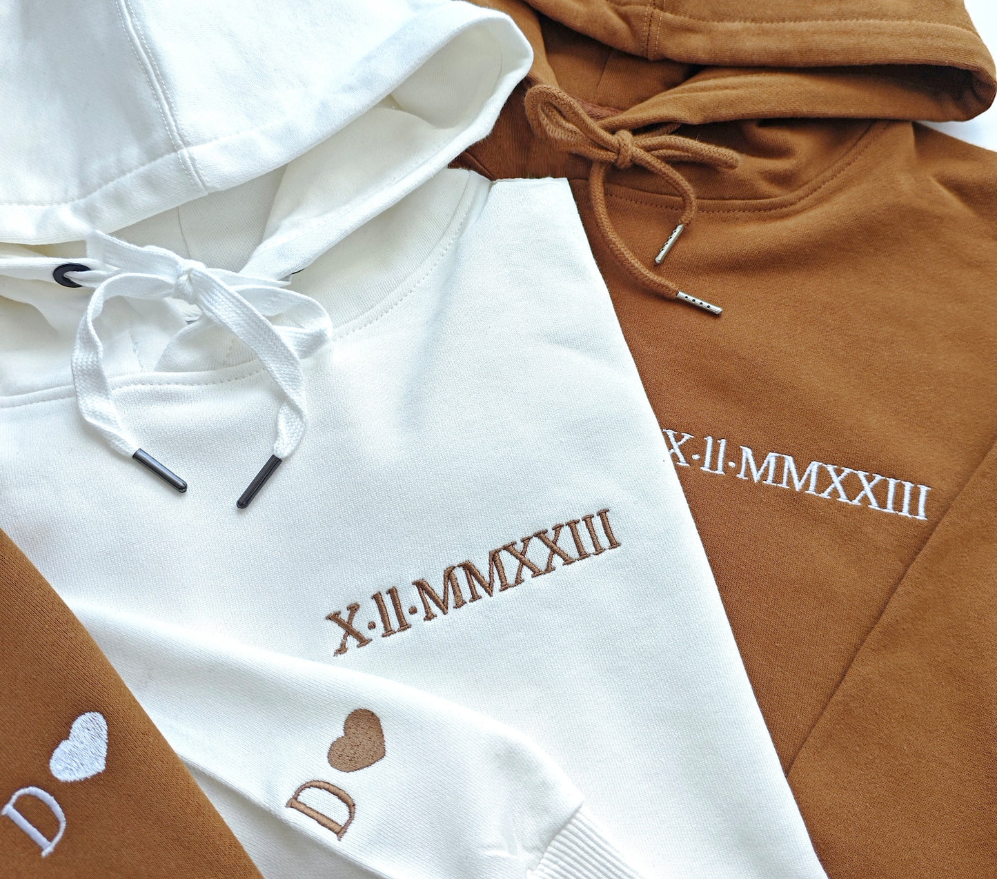 Benutzerdefinierter Bestickter Kapuzenpullover Mit Römischen Ziffern Und Initialen, Valentinstagsgeschenk, Jubiläumsgeschenk, Personalisierter Kapuzenpullover
