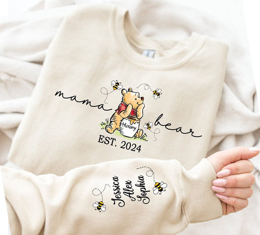 Personalisiertes Mama Bär Sweatshirt, Mama Est mit Kindernamen auf dem Ärmel Sweatshirt, personalisiertes Mama Sweatshirt, Nana, Oma, Gigi, Muttertagsshirt
