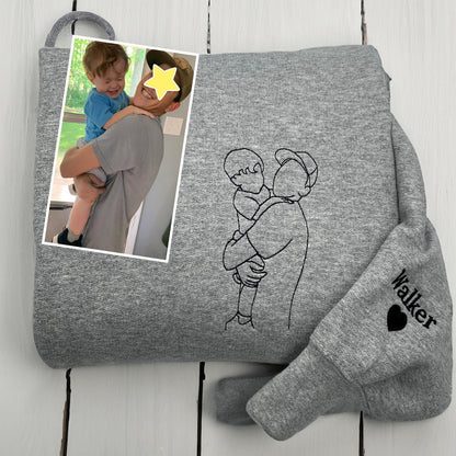 Personalisiertes Papa-Sweatshirt mit Bild, benutzerdefiniertes besticktes Portrait vom Foto-Hoodie, Papa-Portrait, Familienportrait, Papa-Sweatshirt