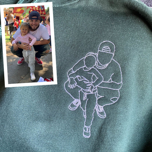 Papa Sweatshirt Mit Foto, Papa Portrait Shirt, Papa Hoodie Bestickt, Personalisierte Vatertagsshirts Mit Bildern, Geschenke Für Neue Papas