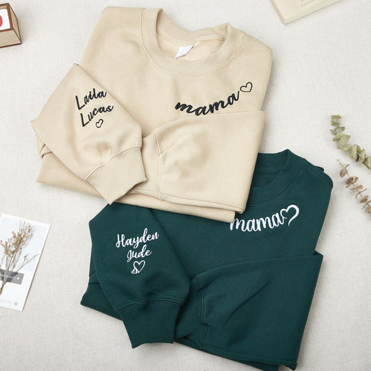 Besticktes Sweatshirt, Sweatshirt mit personalisiertem Text, Crewneck mit Stickerei, Verschiedene Stickarten, Muttertagsgeschenk, Hochzeitsgeschenk