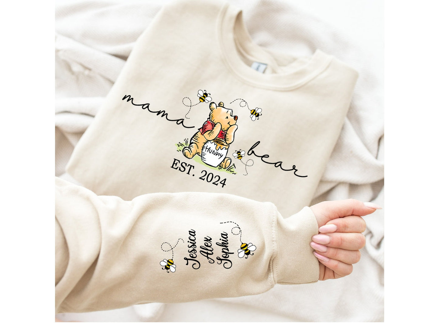 Personalisiertes Mama Bär Sweatshirt, Mama Est mit Kindernamen auf dem Ärmel Sweatshirt, personalisiertes Mama Sweatshirt, Nana, Oma, Gigi, Muttertagsshirt