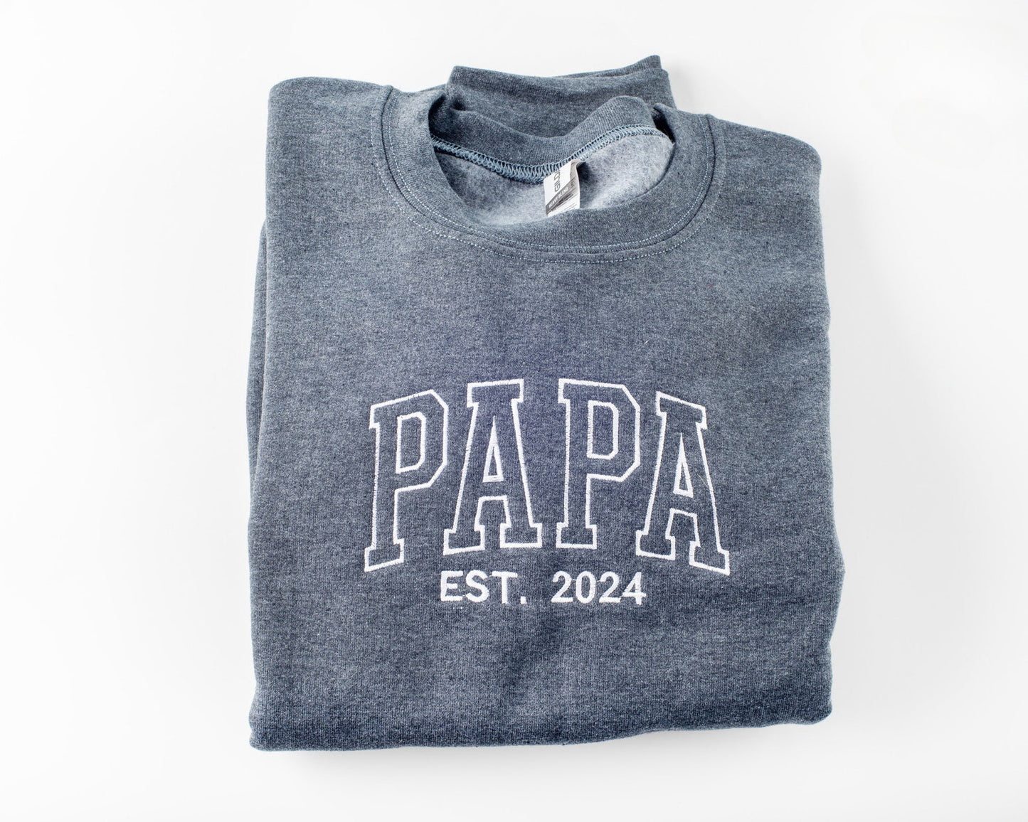 Besticktes Papa Est Sweatshirt, Bestickte Geschenke für den Vater, Geschenk-T-Shirt für neuen Papa, Besticktes Opa Sweatshirt