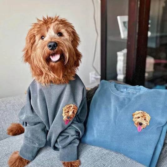 Personalisierte Sweatshirts Mit Besticktem Haustiergesicht, Sweatshirts Mit Besticktem Hund, Vatertagsgeschenk, Geschenke Für Haustierliebhaber/Geschenke Bei Haustierverlust
