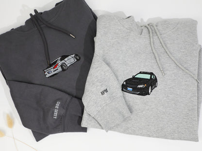 Benutzerdefiniertes Auto besticktes Shirt,Hoodie für Autoliebhaber,Personalisierter Rennauto-Hoodie,Geschenk für Ihn,Auto besticktes Sweatshirt,Geschenk für Papa,Geschenk für Freund