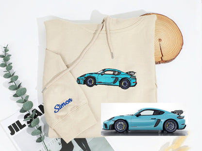 Benutzerdefiniertes Auto besticktes Shirt,Hoodie für Autoliebhaber,Personalisierter Rennauto-Hoodie,Geschenk für Ihn,Auto besticktes Sweatshirt,Geschenk für Papa,Geschenk für Freund