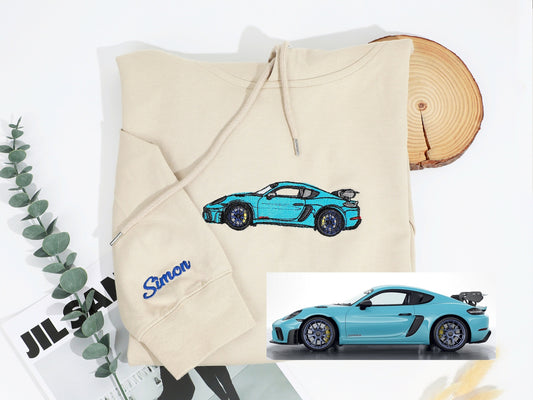 Benutzerdefiniertes Auto besticktes Shirt,Hoodie für Autoliebhaber,Personalisierter Rennauto-Hoodie,Geschenk für Ihn,Auto besticktes Sweatshirt,Geschenk für Papa,Geschenk für Freund