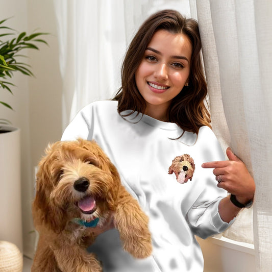 T-Shirt Mit Besticktem Gesicht - Personalisiertes Line Art Shirt, Gesichtsloses Shirt, Pet Art T-Shirt, Personalisiertes Geschenk Für Freundin, Paar, Geschenke Für Tierliebhaber