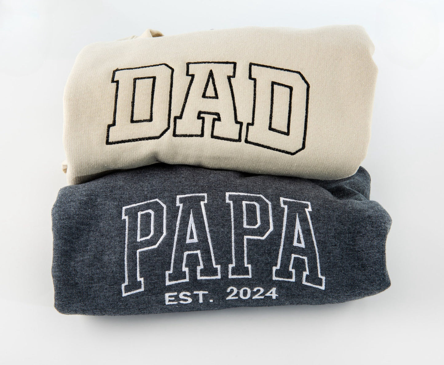 Besticktes Papa Est Sweatshirt, Bestickte Geschenke für den Vater, Geschenk-T-Shirt für neuen Papa, Besticktes Opa Sweatshirt