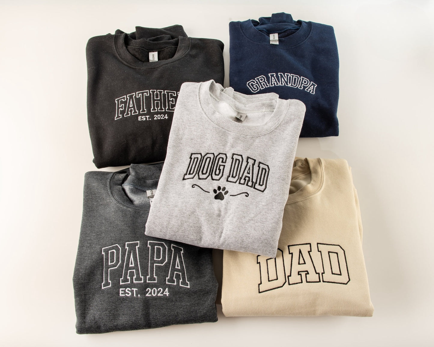 Besticktes Papa Est Sweatshirt, Bestickte Geschenke für den Vater, Geschenk-T-Shirt für neuen Papa, Besticktes Opa Sweatshirt