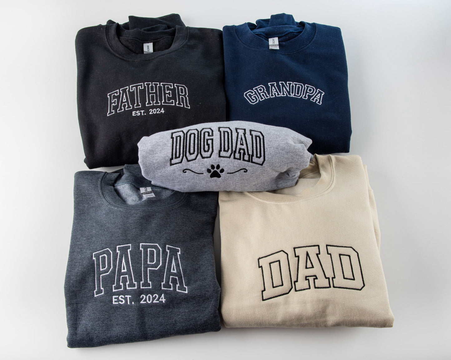 Besticktes Papa Est Sweatshirt, Bestickte Geschenke für den Vater, Geschenk-T-Shirt für neuen Papa, Besticktes Opa Sweatshirt