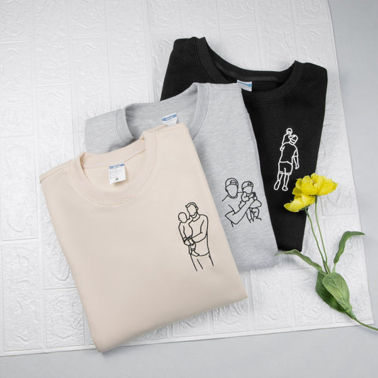 Personalisiertes Besticktes Portrait Sweatshirt, Personalisierter Foto Hoodie, Sweatshirt Für Ihn, Name Auf Manschettenknöpfe Gestickt, Paar Hoodie, Jubiläumsgeschenk