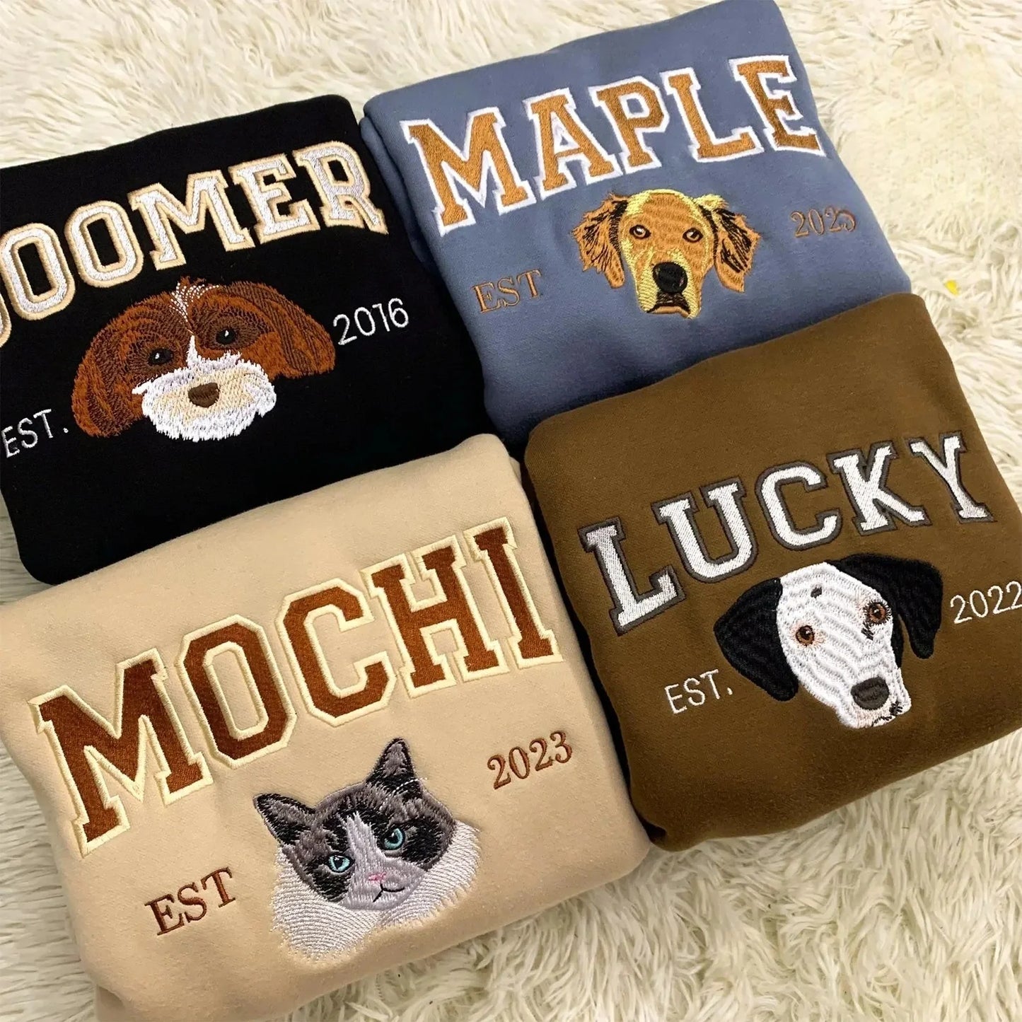 Personalisierter bestickter Hunde-Hoodie mit Tiermotiv – nach Foto gefertigt, perfektes Geschenk für Mama & Tierliebhaber