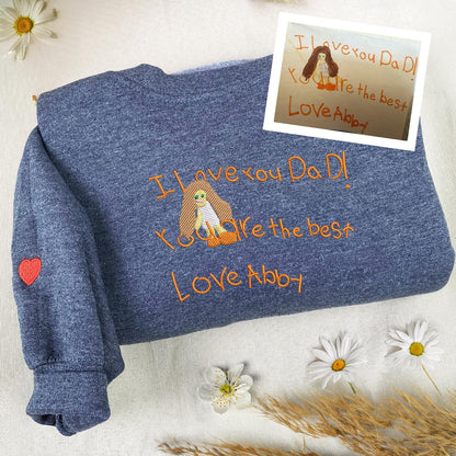 Besticktes Kinder-Sweatshirt mit Zeichnung - Personalisierte Geschenke für Mama und Papa, Umriss-Portrait-Shirt