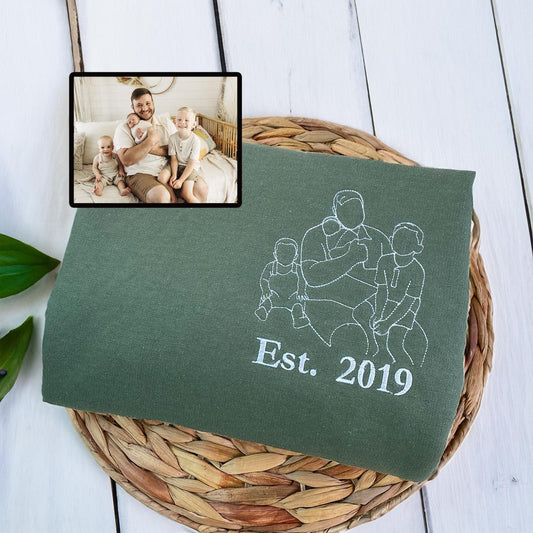 Personalisiertes Papa-Sweatshirt mit Bild, benutzerdefiniertes besticktes Portrait vom Foto-Hoodie, Papa-Portrait, Familienportrait, Papa-Sweatshirt