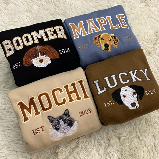 Personalisierter bestickter Hunde-Hoodie mit Tiermotiv – nach Foto gefertigt, perfektes Geschenk für Mama & Tierliebhaber