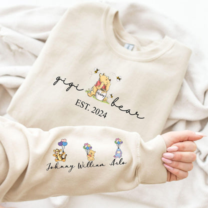 Personalisiertes Oma Bär Sweatshirt und Hoodie, Oma Est mit Enkelnamen auf Ärmel Sweatshirt, Oma Mama Mimi Sweatshirt, Geschenke Oma