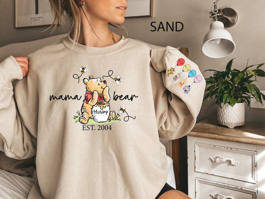 Personalisiertes Mama Bär Sweatshirt für Mama, Pullover zum Muttertag, personalisiertes Sweatshirt, Klassisches Bär T-Shirt Personalisierbares Shirt