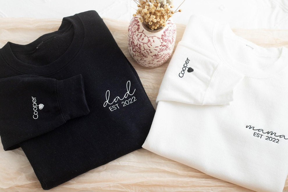 Besticktes Sweatshirt für Papa, Sweatshirt für Mama, Sweatshirt für Mama und Papa, bestickte passende Sweatshirts für Mama und Papa