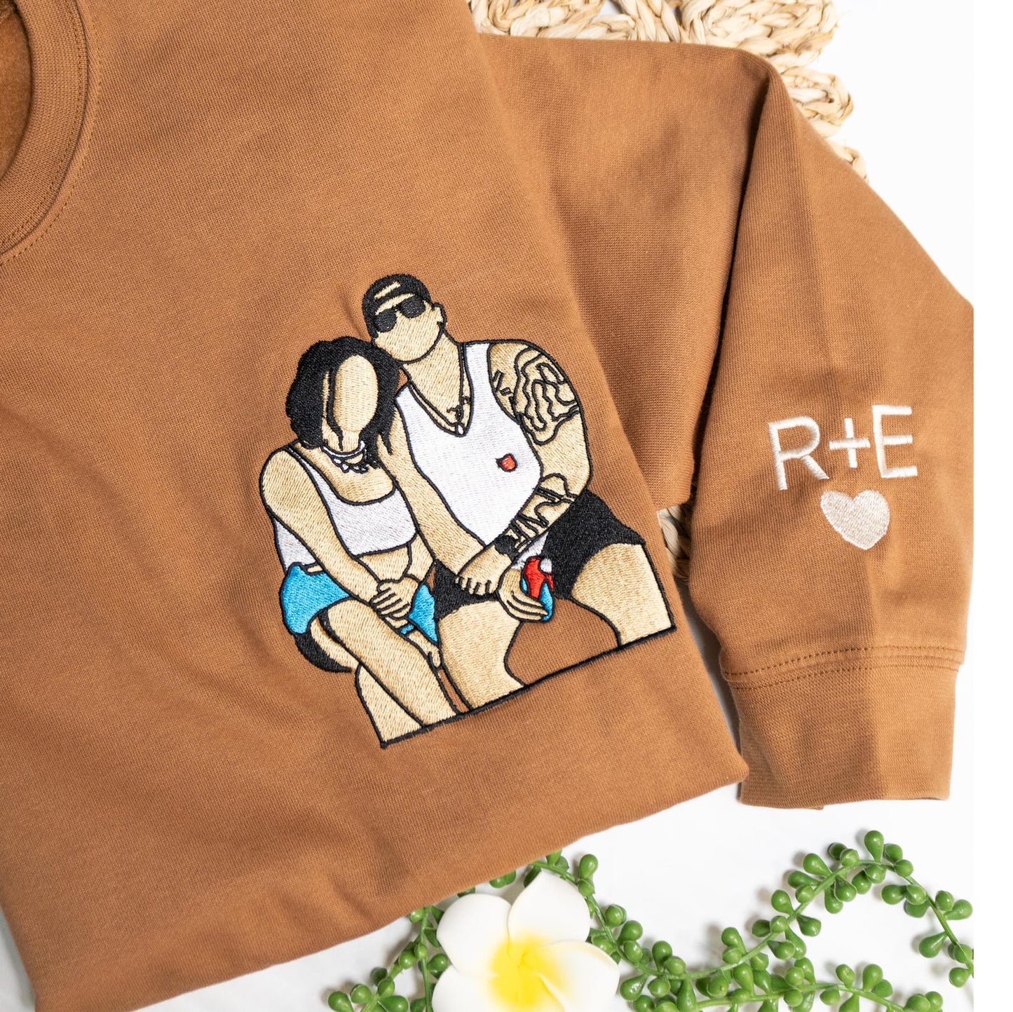 Personalisierte Partner-Hoodies mit gestickten Porträts, individuelle Sweatshirts mit Pärchenfotos