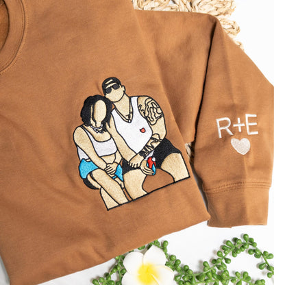 Personalisierte Partner-Hoodies mit gestickten Porträts, individuelle Sweatshirts mit Pärchenfotos