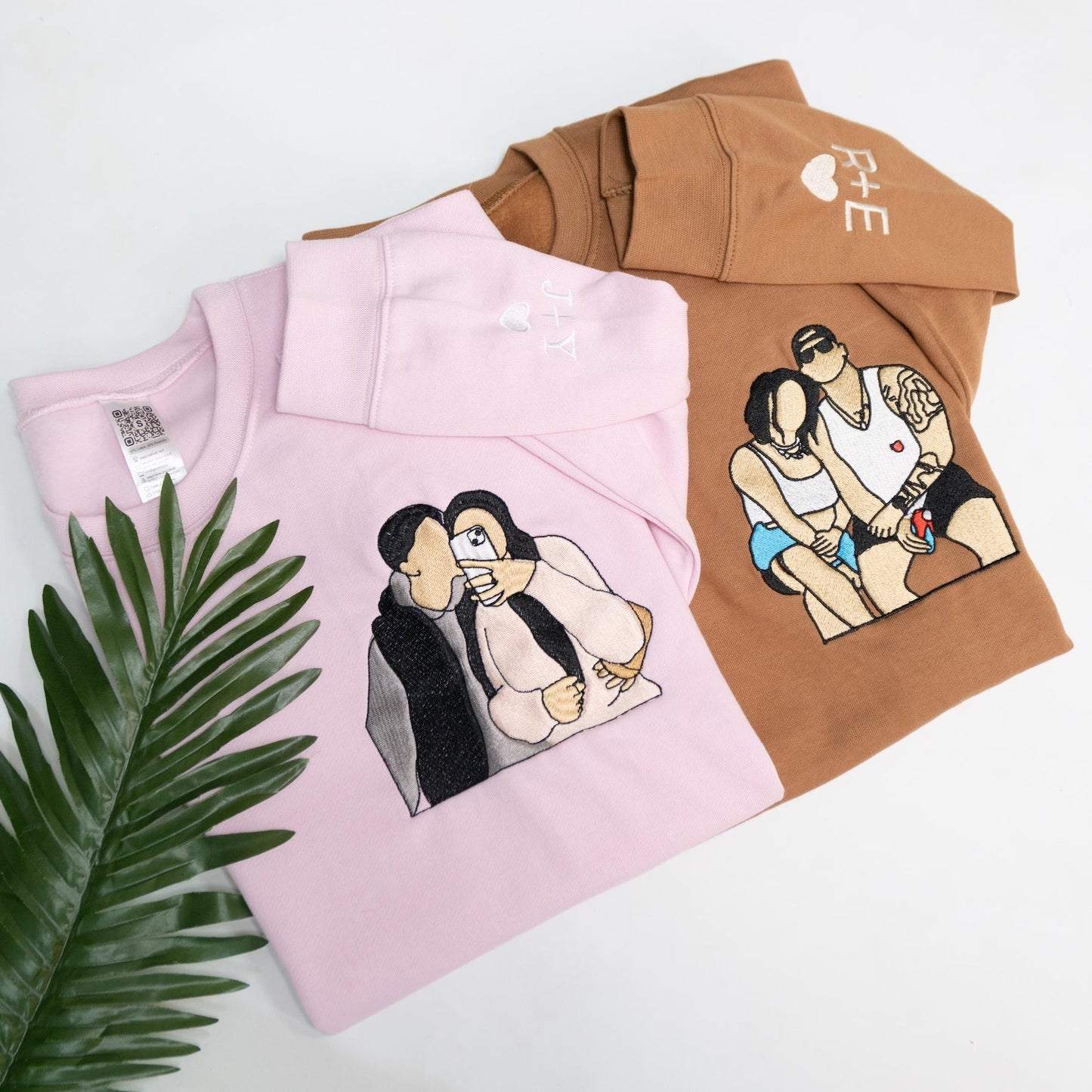 Personalisierte Partner-Hoodies mit gestickten Porträts, individuelle Sweatshirts mit Pärchenfotos