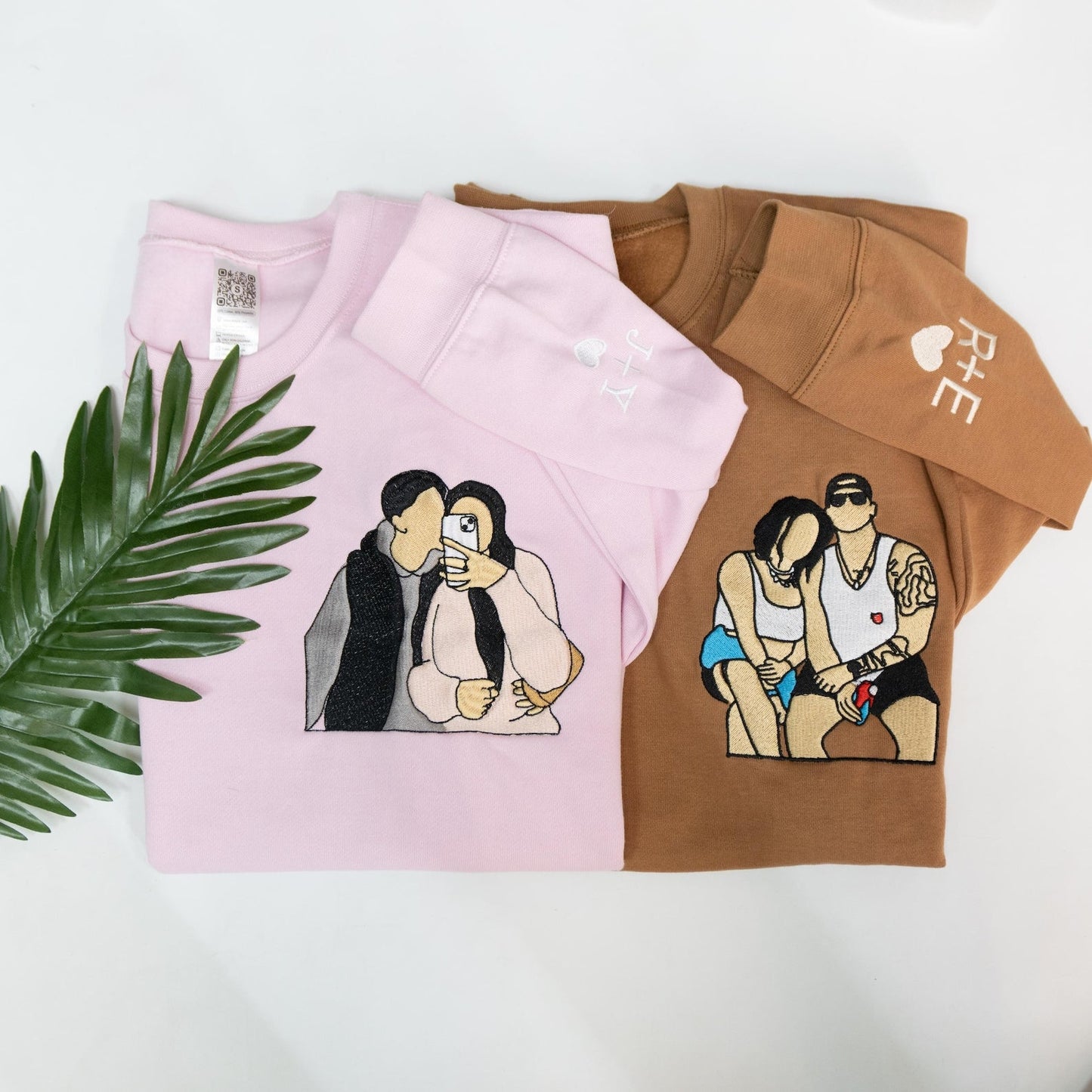 Personalisierte Partner-Hoodies mit gestickten Porträts, individuelle Sweatshirts mit Pärchenfotos