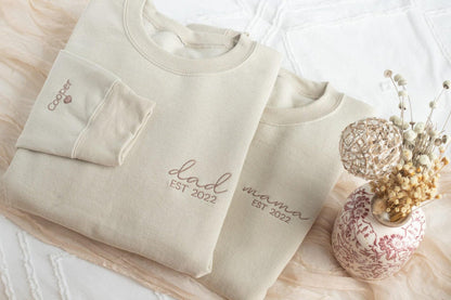 Besticktes Sweatshirt für Papa, Sweatshirt für Mama, Sweatshirt für Mama und Papa, passende Sweatshirts für Mama und Papa