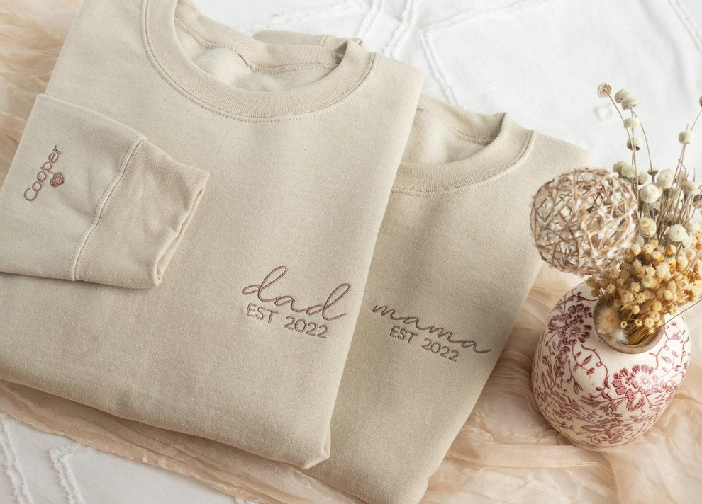Besticktes Sweatshirt für Papa, Sweatshirt für Mama, Sweatshirt für Mama und Papa, bestickte passende Sweatshirts für Mama und Papa