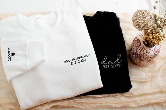 Besticktes Sweatshirt für Papa, Sweatshirt für Mama, Sweatshirt für Mama und Papa, bestickte passende Sweatshirts für Mama und Papa