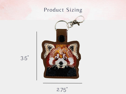 Entzückender Schlüsselanhänger mit roter Panda-Stickerei – süßer Schlüsselanhänger oder Taschenanhänger, perfektes Geschenk für Panda-Fans