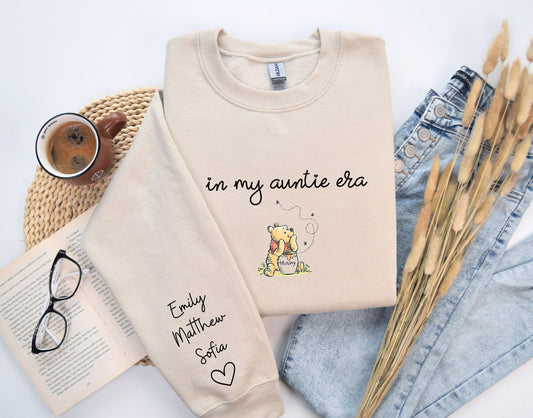 Personalisiertes Tante Sweatshirt, Personalisierter Tante Hoodie mit Nichten Neffen Namen, In meiner Tante Ära Personalisiertes Sweatshirt, Geschenk für Ihre Tante