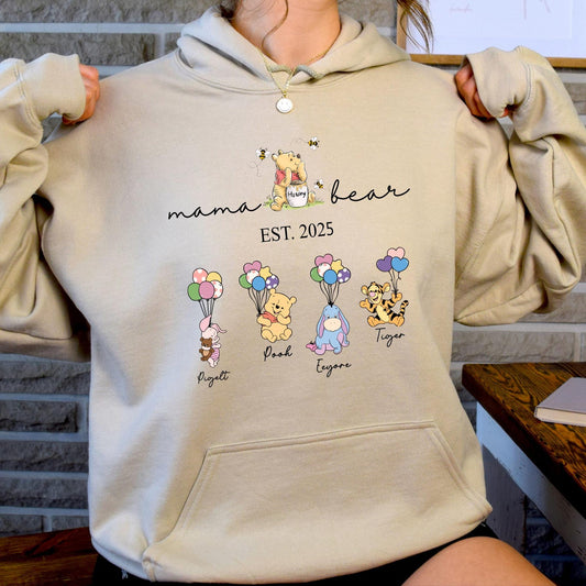 Personalisiertes Mama Bär und Kindernamen Sweatshirt, Personalisierter Kindername Mama Bär Hoodie, Muttertagspullover, Geschenk für Mama