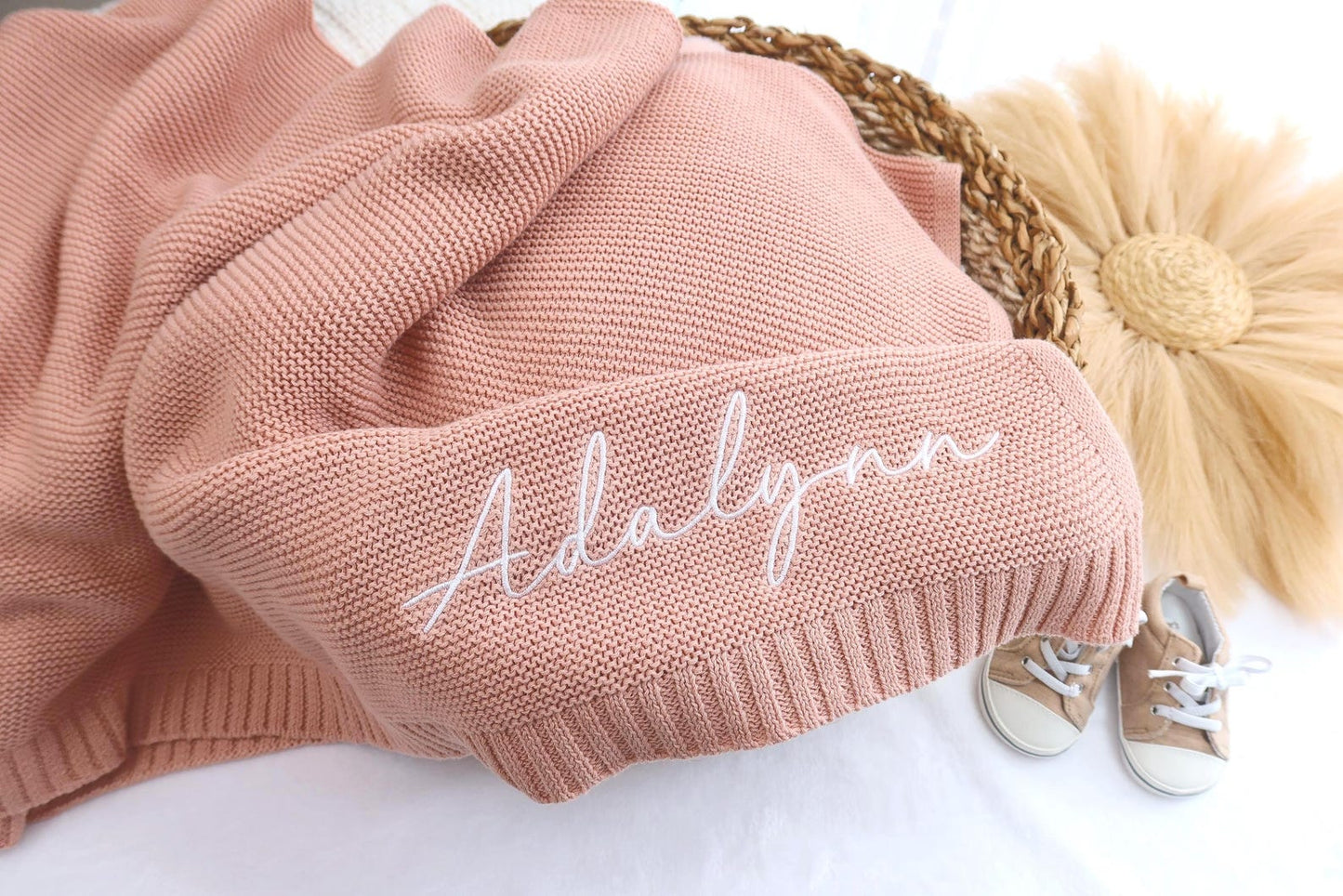 Personalisierte Babydecke - Mit Namen bestickt, aus weicher Baumwolle