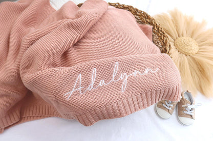 Personalisierte Babydecke - Mit Namen bestickt, aus weicher Baumwolle