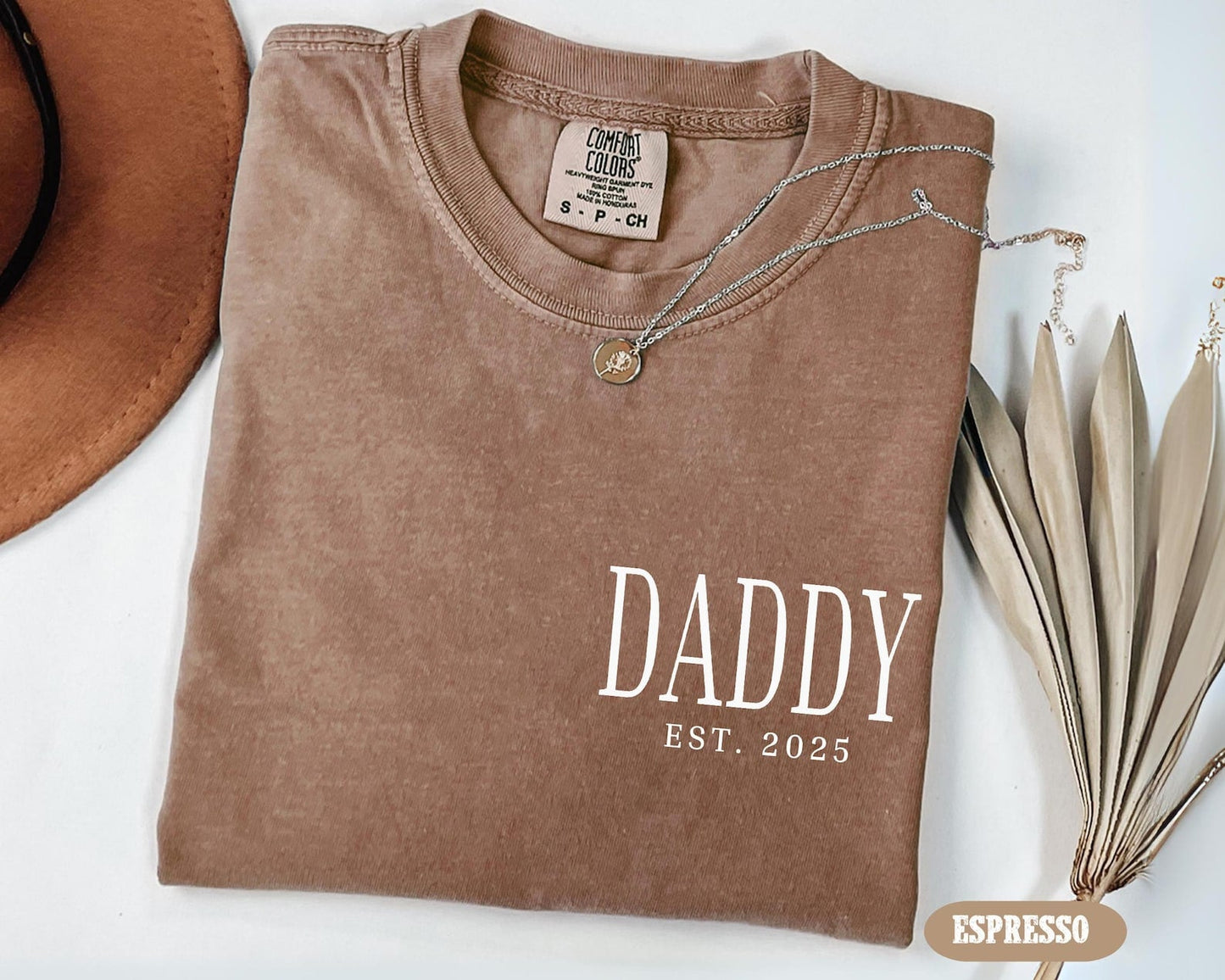 Daddy Est Shirt, Daddy Pocket Tee, Vatertagsgeschenke von Kindern, Geburtstagsgeschenk für Papa, Neuer Papa Geburtstags-T-Shirt, Vatertags-Shirt-Geschenk