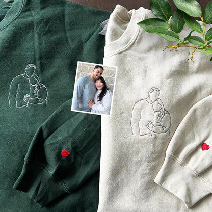 Hoodie mit besticktem Pärchenporträt, personalisiertes Sweatshirt nach Foto, liebevolles Geschenk