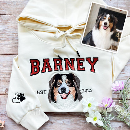 Personalisierter Sweatshirt mit Haustierporträt-Stickerei – ideales Geschenk für Hunde- & Katzenliebhaber