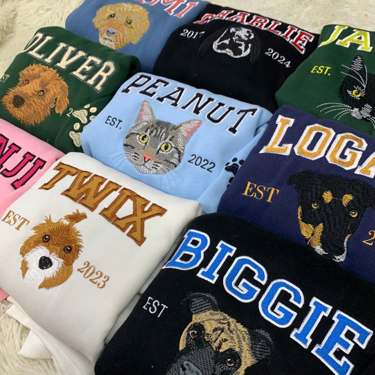 Personalisierter bestickter Haustierpullover mit Foto – Hunde- oder Katzenmotiv, perfektes Geschenk für Tierliebhaber