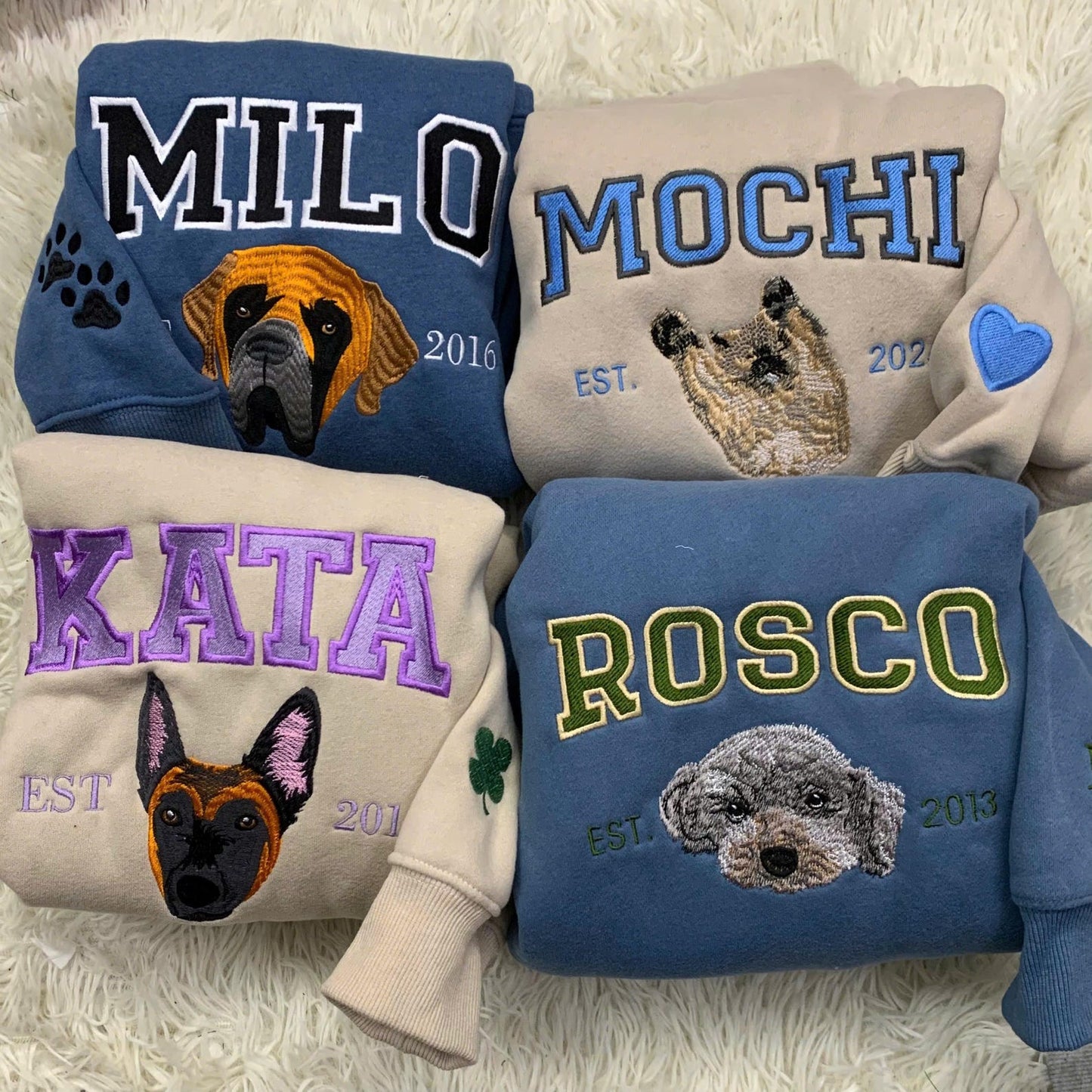 Personalisierter bestickter Haustierpullover mit Foto – Hunde- oder Katzenmotiv, perfektes Geschenk für Tierliebhaber