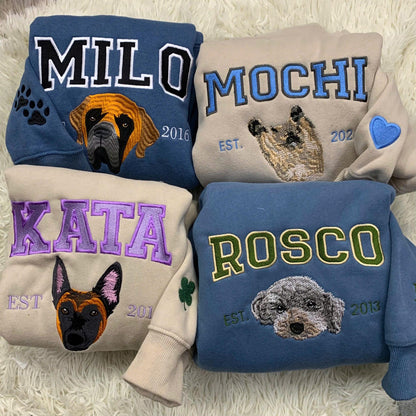 Personalisierter bestickter Haustierpullover mit Foto – Hunde- oder Katzenmotiv, perfektes Geschenk für Tierliebhaber