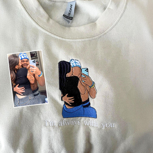 Individuell besticktes Sweatshirt mit Ihrem Foto, personalisierter Hoodie mit Pärchenporträt für Sie und Ihn