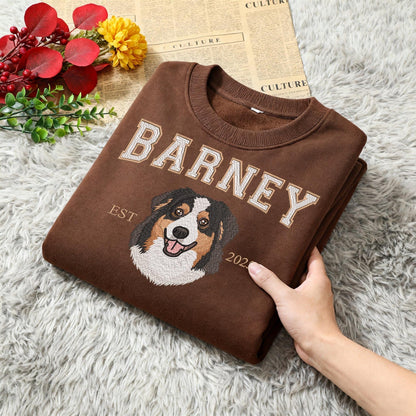 Personalisierter Sweatshirt mit Haustierporträt-Stickerei – ideales Geschenk für Hunde- & Katzenliebhaber