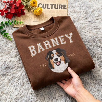Personalisierter Sweatshirt mit Haustierporträt-Stickerei – ideales Geschenk für Hunde- & Katzenliebhaber