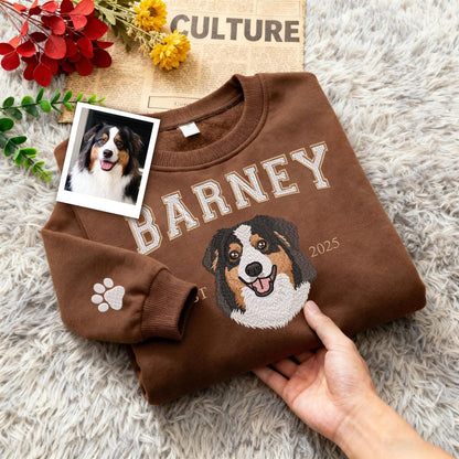 Personalisierter Sweatshirt mit Haustierporträt-Stickerei – ideales Geschenk für Hunde- & Katzenliebhaber