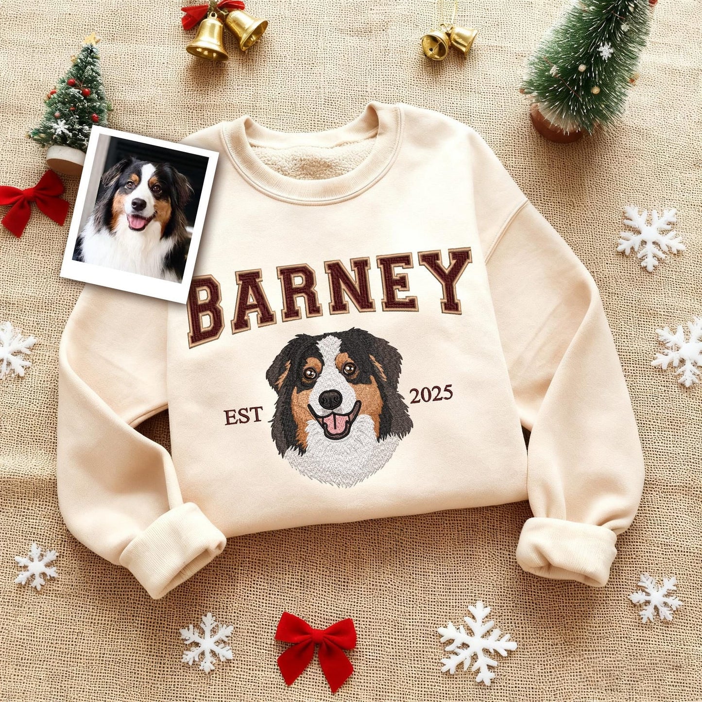 Personalisierter Sweatshirt mit Haustierporträt-Stickerei – ideales Geschenk für Hunde- & Katzenliebhaber