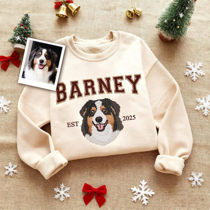 Personalisierter Sweatshirt mit Haustierporträt-Stickerei – ideales Geschenk für Hunde- & Katzenliebhaber