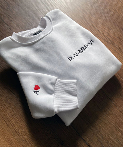 Kapuzenpullover mit römischen Ziffern, Paar-Sweatshirt, personalisiertes besticktes Sweatshirt, Stickerei-Sweatshirt